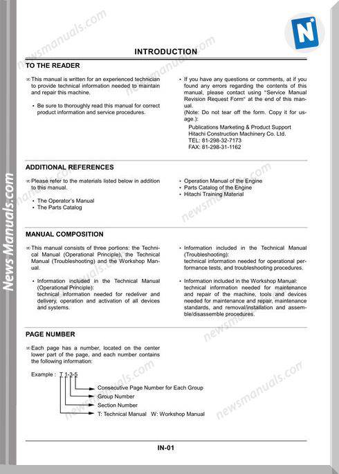 Hitachi Ex120-5 Models English Language Repair Manuals