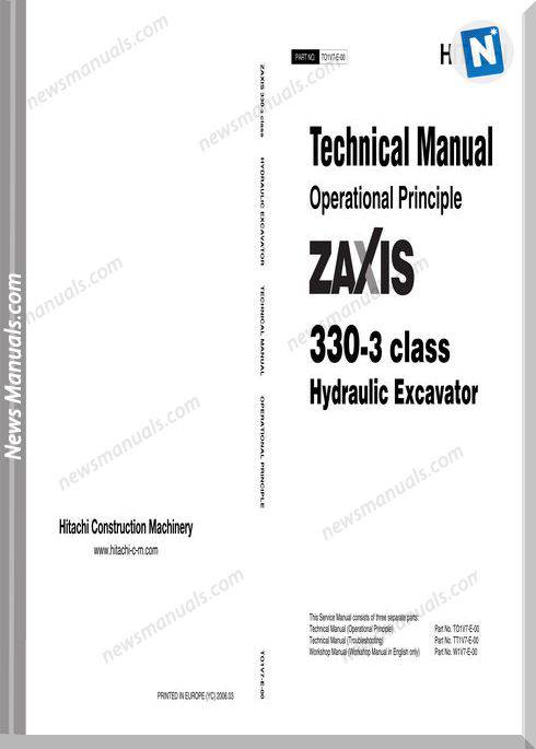 Hitachi Excavator Zaxis Zx330-3 Op And Technical Manual