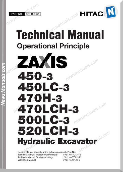 Hitachi Excavator Zaxis Zx470-3 Op And Technical Manual