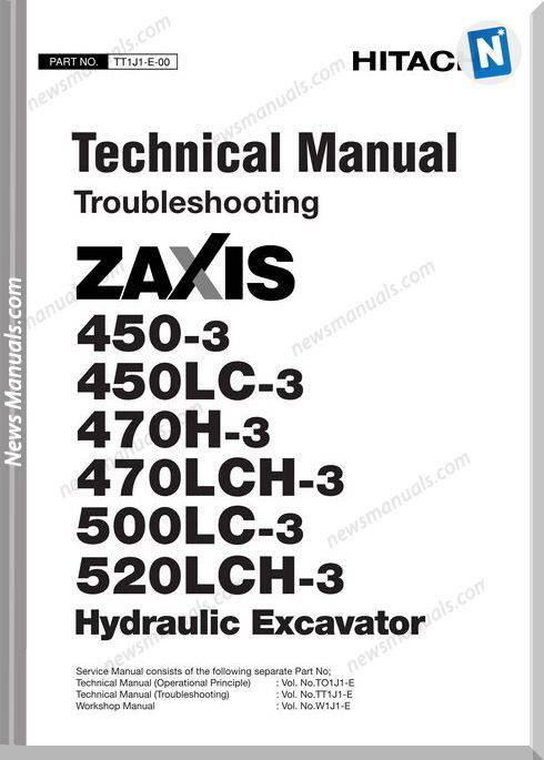Hitachi Excavator Zaxis Zx470-3 Technical Manual