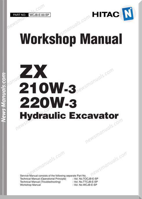 Hitachi Excavator Zx210W-3, Zx220W-3 Workshop Manual