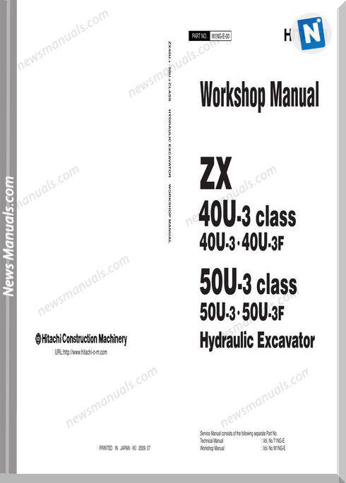Hitachi Hydraulic Excavator Zx50 Workshop Manual