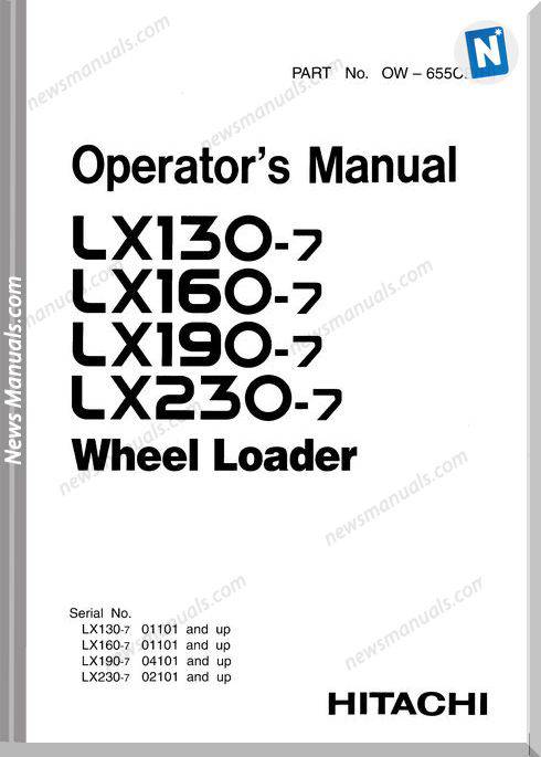 Hitachi Lx130-7,Lx160-7,Lx190-7,Lx230-7 Operator Manual