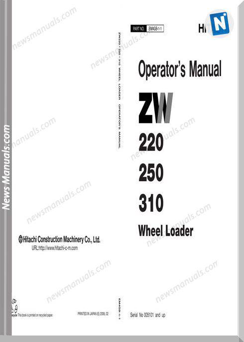 Hitachi Wheel Loader Zw220-250-310 Operator Manual
