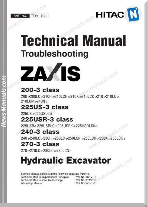 Hitachi Zaxis 200-3 225Us-3 240-3 270-3 Training Manual