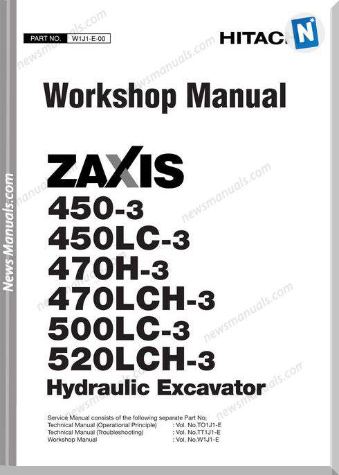 Hitachi Zaxis 450,450Lc,470H,470Lch,500 Workshop Manual