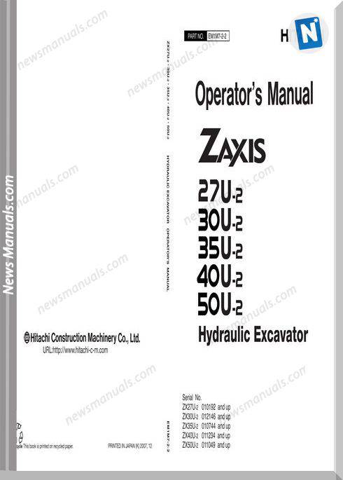 Hitachi Zx50U-2 Em1M7-2-2 Operator Manual