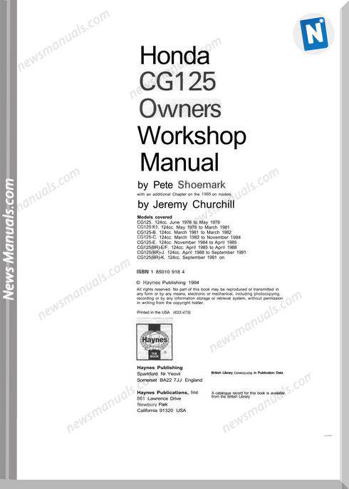 Honda Cg125 76 91 Haynes Service Manual Eng By Mosue
