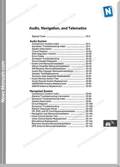 Honda Cr V 2007 2009 Audio Navigation-Telematics Repair Manual