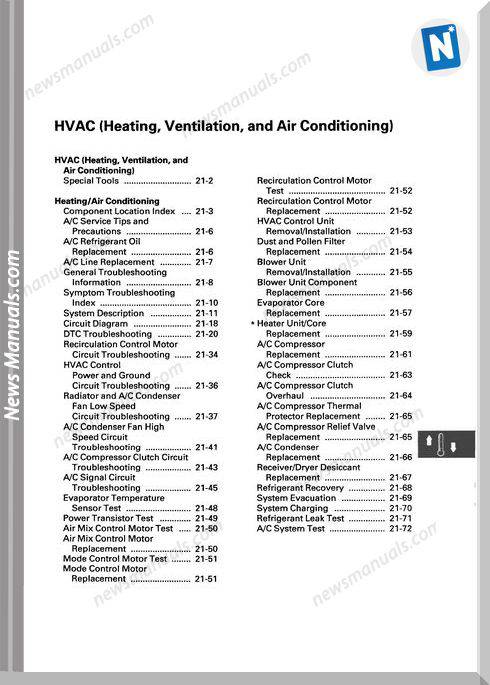 Honda Cr V 2007 2009 Heating Repair Manual