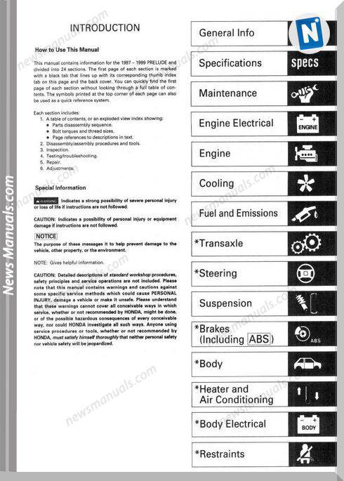 Honda Prelude 1997 2000 Service Manual
