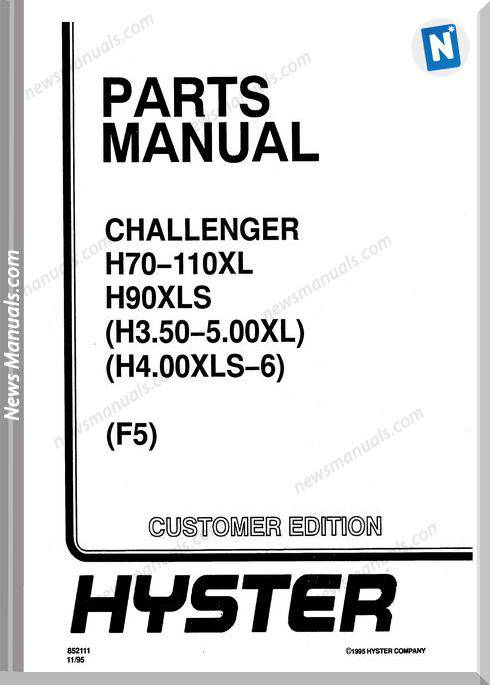 Hyster Challenger H70 H90 H3.5 H4.0Xls F5 Parts Manual