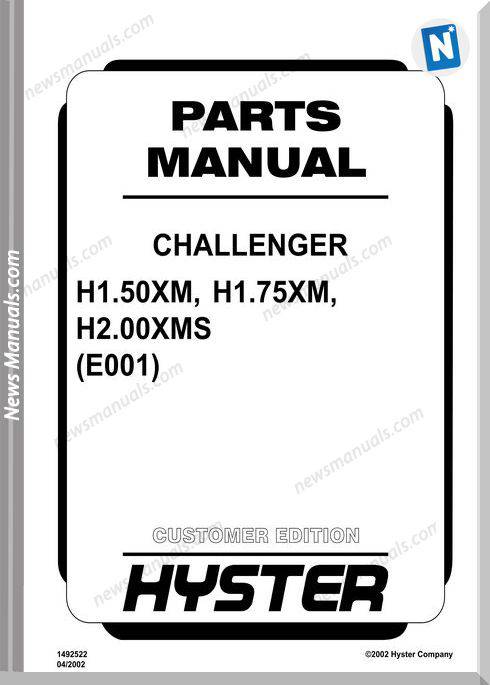 Hyster E001-1492522(04-2002)-English Parts Manual