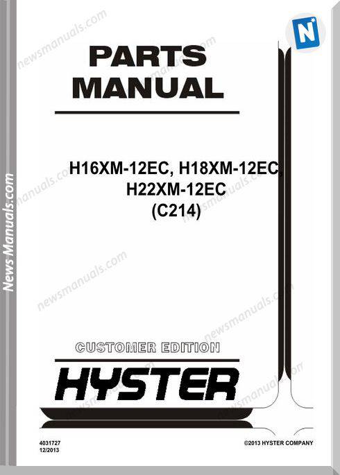 Hyster H16Xm H18Xm H22Xm 12Ec C214 Parts Manual
