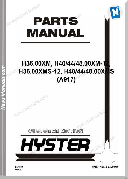 Hyster H36.00Xm, H40,44,48.00Xm-12 Parts Manual
