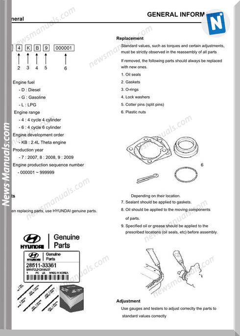 Hyundai Engine Hmc L4Kb9 Shop Manual