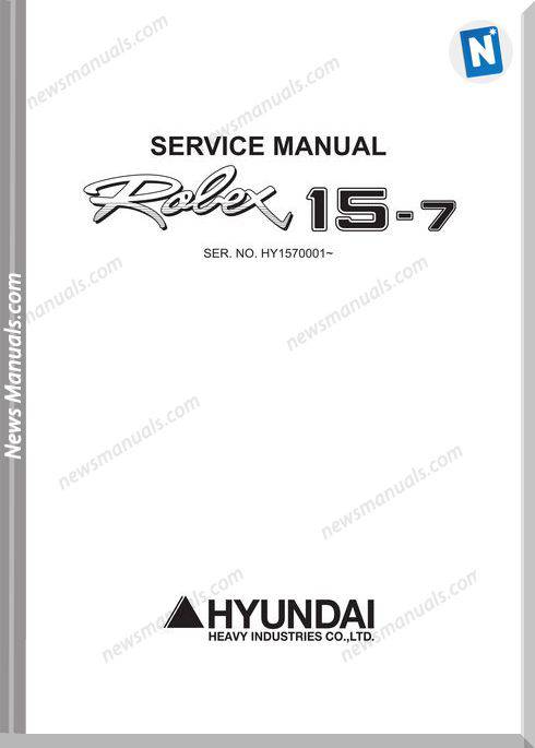 Hyundai Mini Excavators R15 7Sm Service Manual