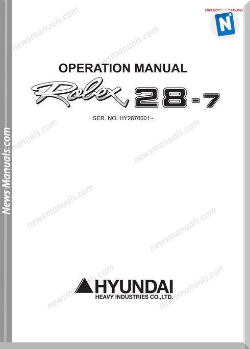 Hyundai Robex 28 7 Operators Manual
