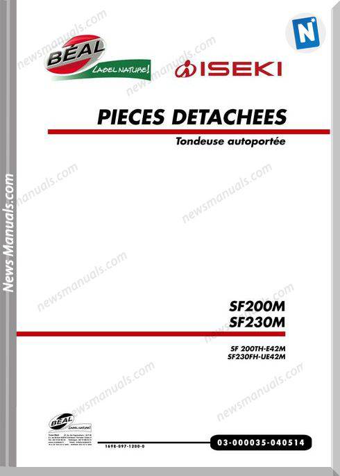 Iseki Model Sf200 Sf230 Parts Catalogue Download