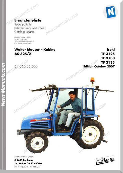 Iseki Model Tf325 2 Parts Catalogue Manuals