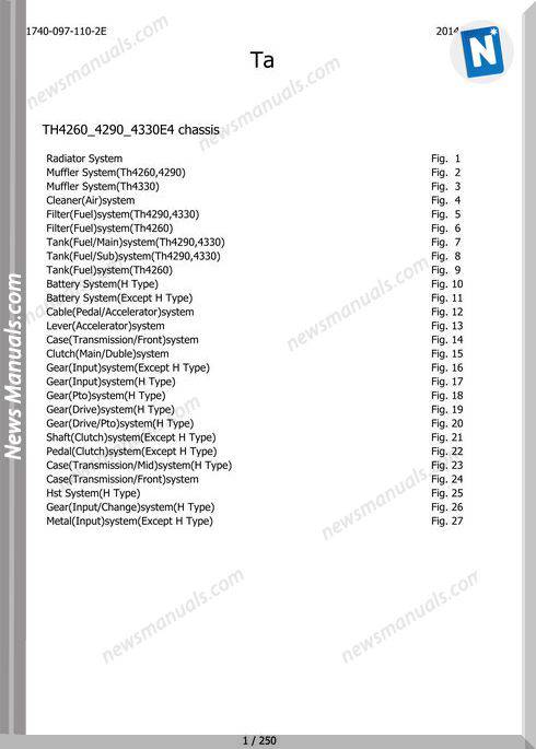 Iseki Model Th4260 Th4290 Th4330 Parts Catalogue