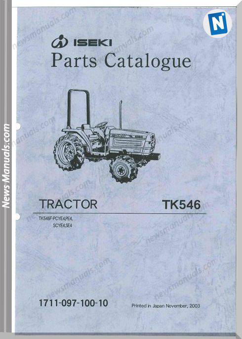 Iseki Model Tk546 Parts Catalogue Manuals