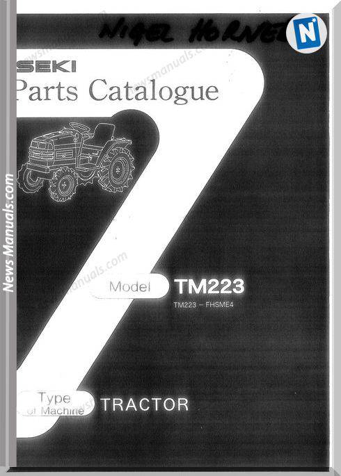 Iseki Model Tm223 Parts Catalogue Manuals