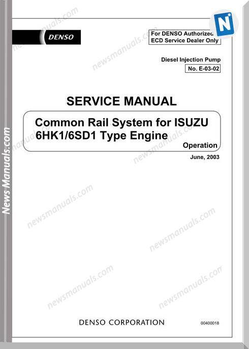 Isuzu 6Hk1 6Sd1 Common Rail Type Engine Service Manual