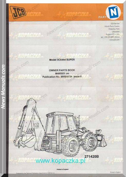 Jcb 3Cx444 Super Owners Parts Book