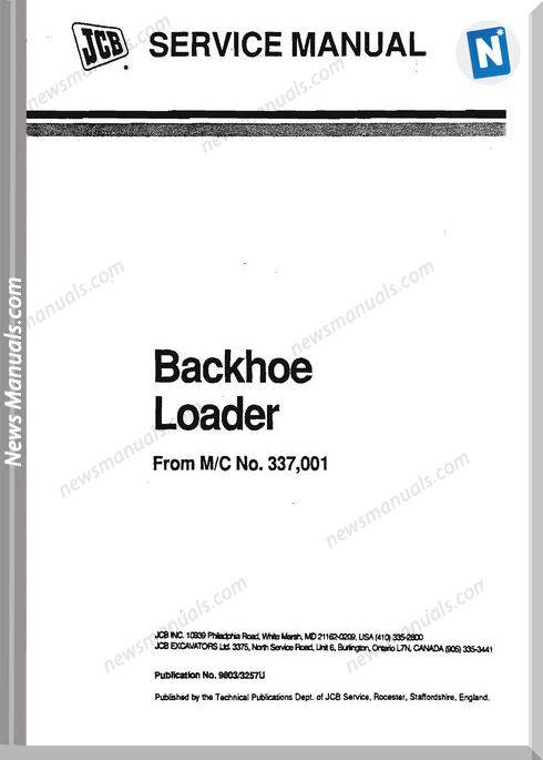 Jcb Backhoe Loader Service Manual From Mc No 337,001