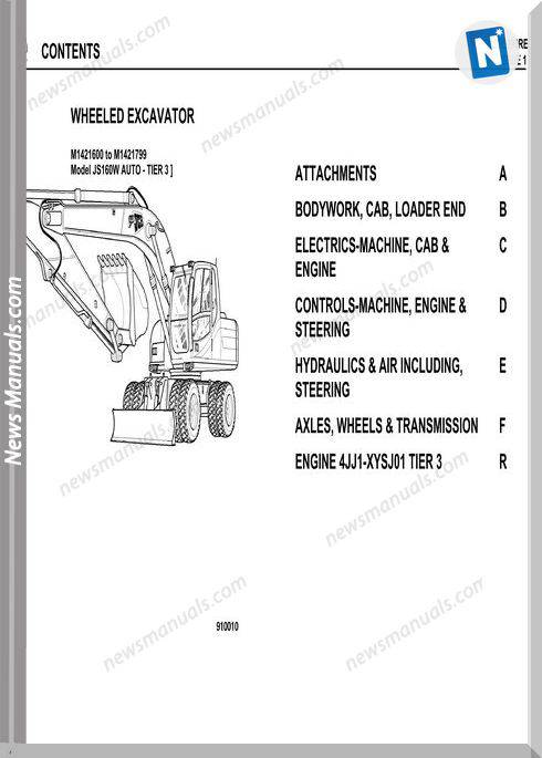 Jcb Wheeled Excavator Js160W Tier 3 Parts Catalogue