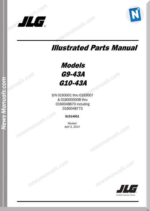 Jlg G10 43A Telehandler Parts Manual