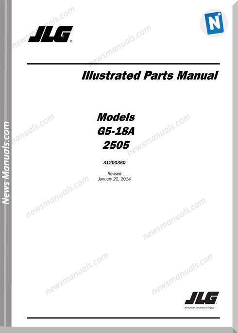 Jlg G5 18A 2505 Telehandler Parts Manual