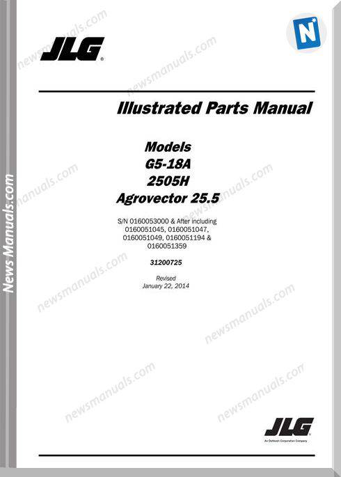 Jlg G5 18A 2505H Telehandler Parts Manual