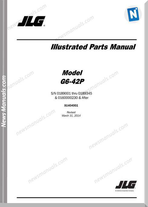 Jlg G6 42P Telehandler Parts Manual