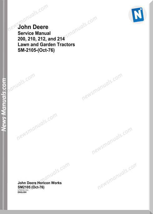 John Deere 200,210,212 And 214 Service Manual