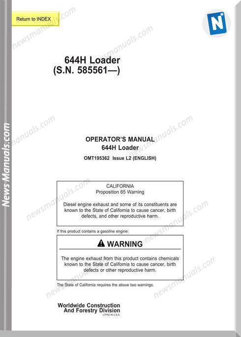 John Deere 644H Operator Manual