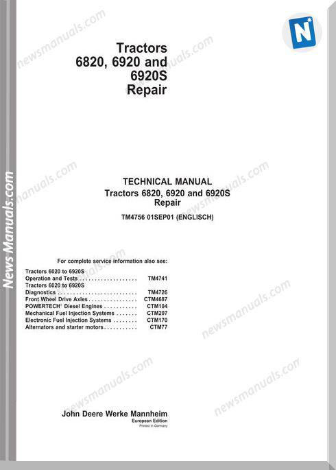 John Deere 6820-6920S Repair Manual