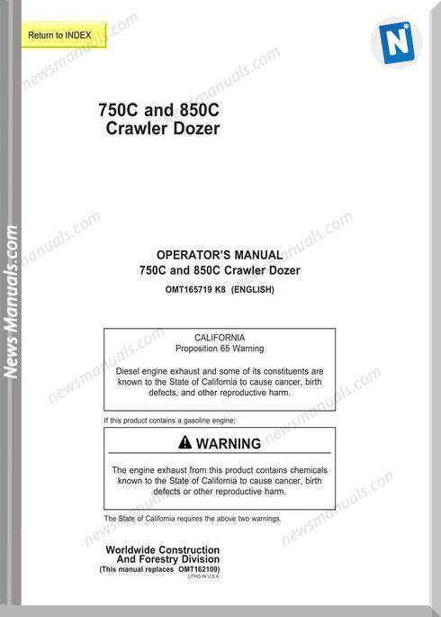 John Deere 750-850C Operator Manual
