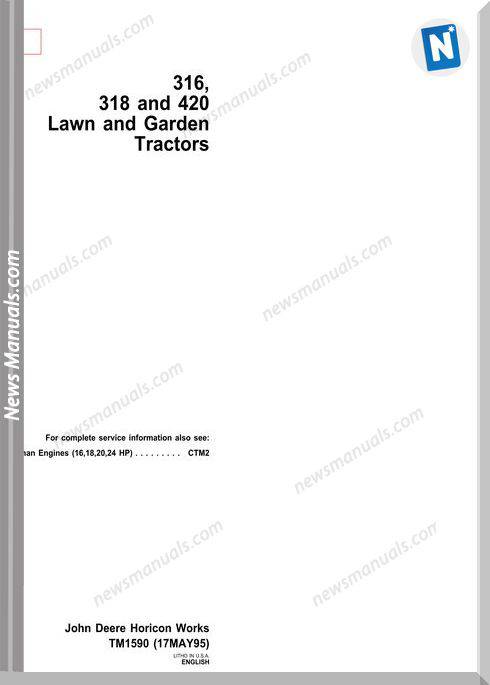 John Deere Law Garden Tractor 316318420 Service Manual
