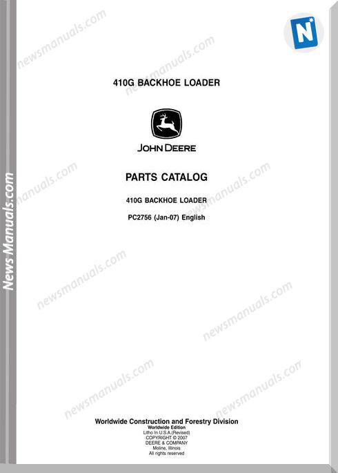 John Deere Loader Backhoe 410G Parts Manual