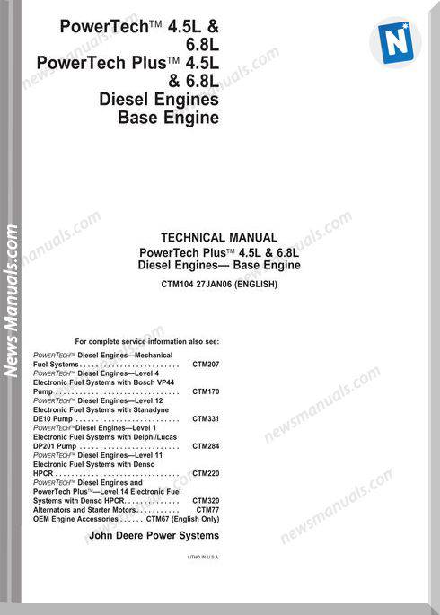 John Deere Power Tech 4.5L 6.8L Diesel Base Engine