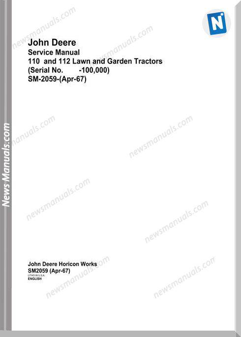 John Deere Tractor 110 And 112 Service Manual