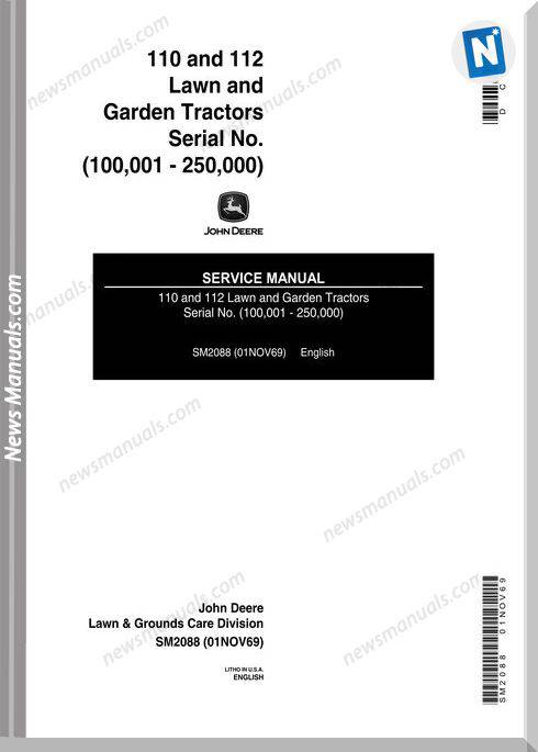 John Deere Tractor 110112 100,001-250000 Service Manual