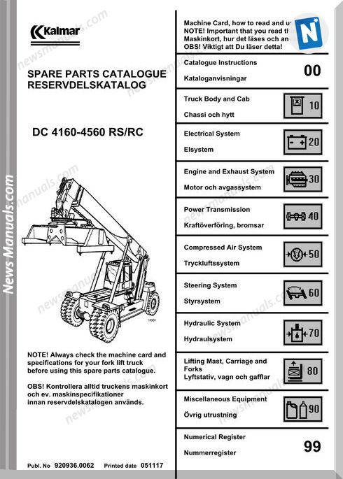 Kalmar Dc4160 4560 Rs Rc Spare Parts Catalogue