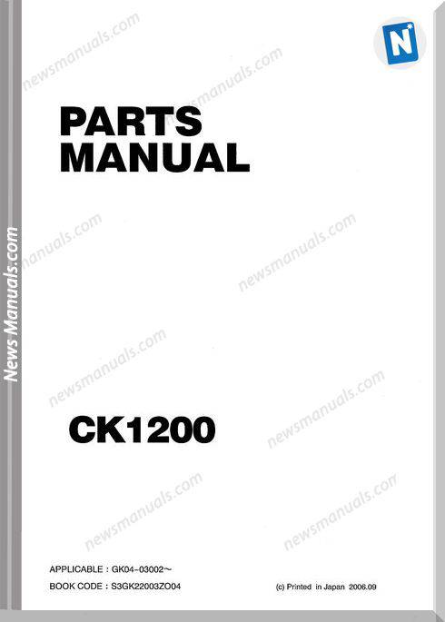 Kobelco Crane Ck1200-1F No S3Gk22003Zo04 Parts Manual