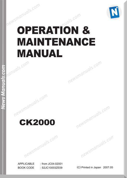 Kobelco Crane Ck2000-1F S2Jc10003Ze09 Maintenance Manual