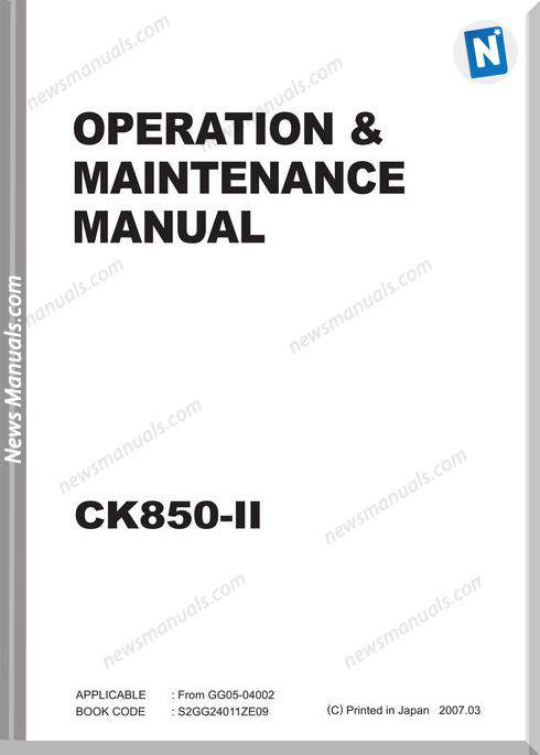 Kobelco Crane Ck850-2F S2Gg24001Ze09 Maintenance Manual
