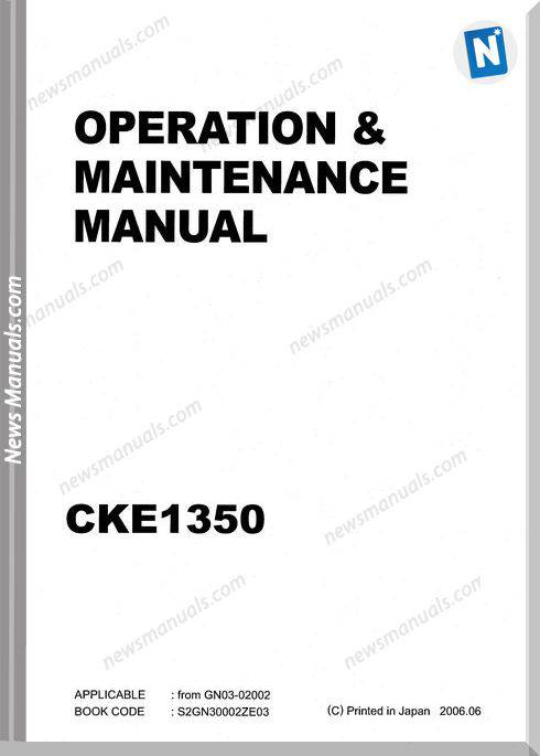 Kobelco Crane Cke1350 S2Gn30002Ze03 Operation Manual