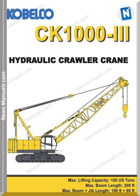 Kobelco Hydraulic Crawler Crane Ck1000 Iii Spec Book